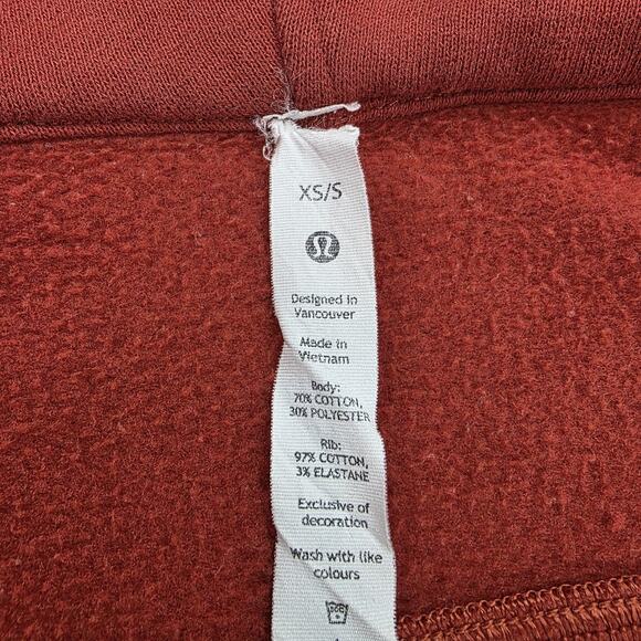 Lululemon Hoodie Womens XS/S Red Scuba Oversized Full Zip Cropped Thumbholes - Picture 2 of 16